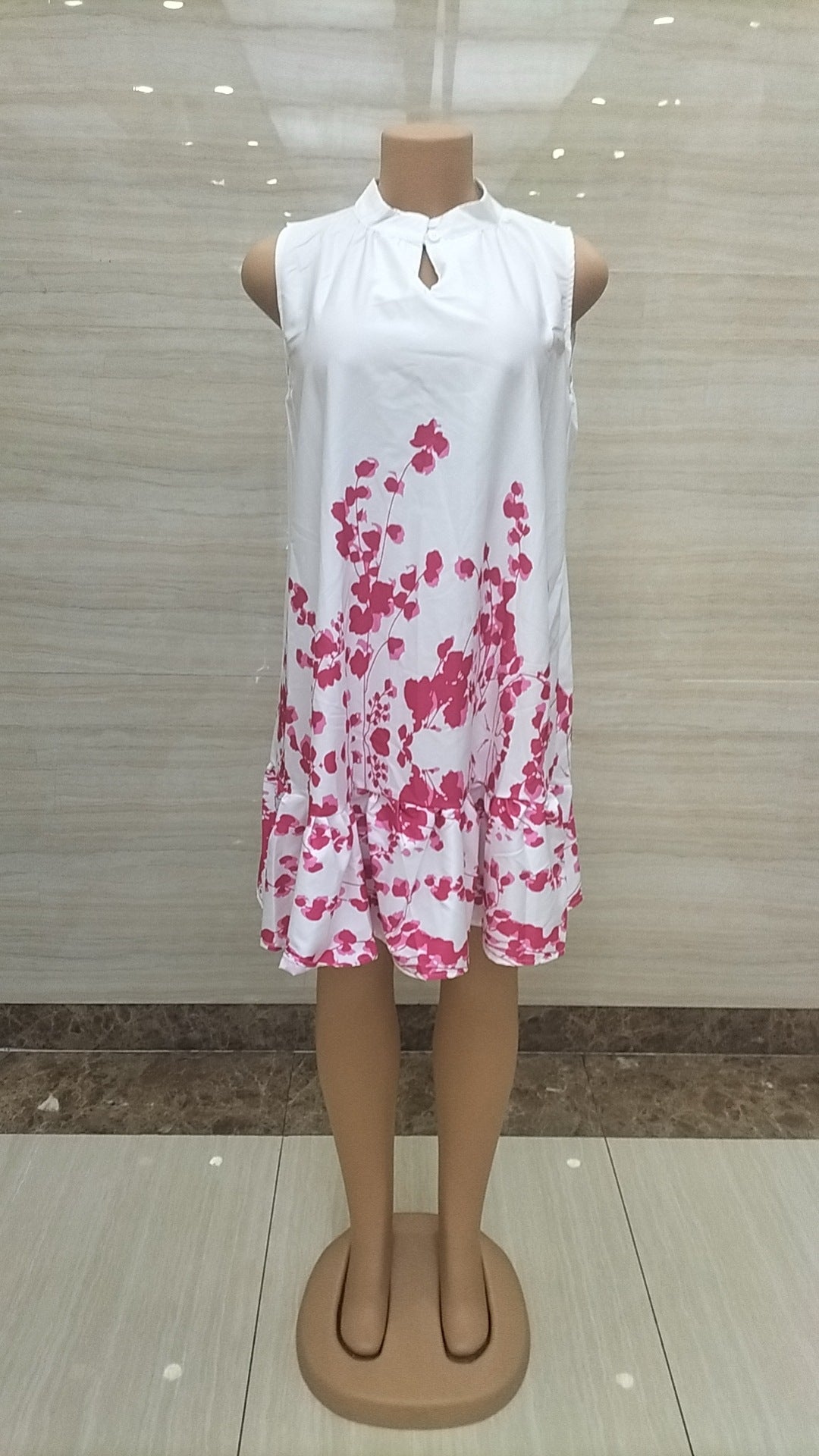 Women Fashion Casual Plus Size Printed Sleeveless Dress