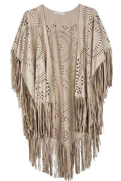 Chal de gamuza con borlas para mujer, estilo bohemio, de verano