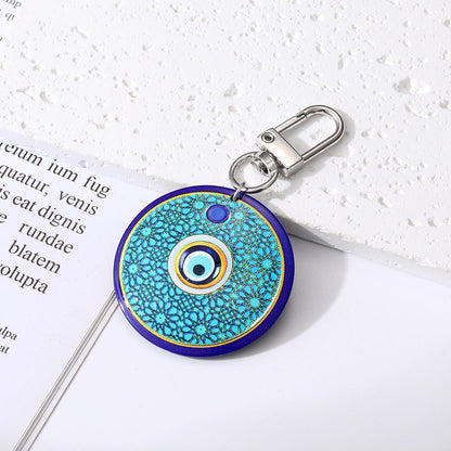 Women Retro Bohemian Round Devil Eye Keychain Set