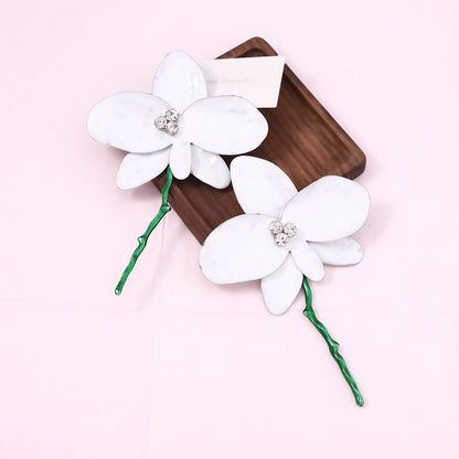 Boucles d'oreilles florales exagérées tendance - Style fleur en métal pour femme