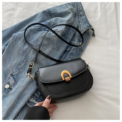 Bolso de hombro retro de color sólido para mujer
