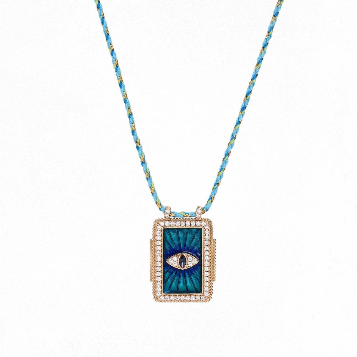 Collar con colgante de ojo malvado de sol y luna de estilo bohemio para mujer