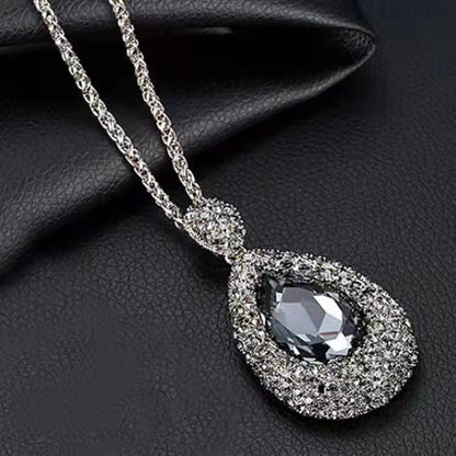 Collar con colgante de cristal largo exagerado de moda para mujer