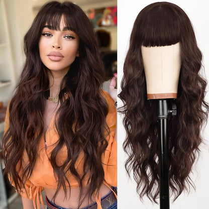Women Fashion Bangs Gradient Long Curly Hair Wig