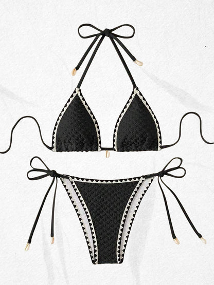 Maillot de bain bikini dos nu imprimé sexy pour femme