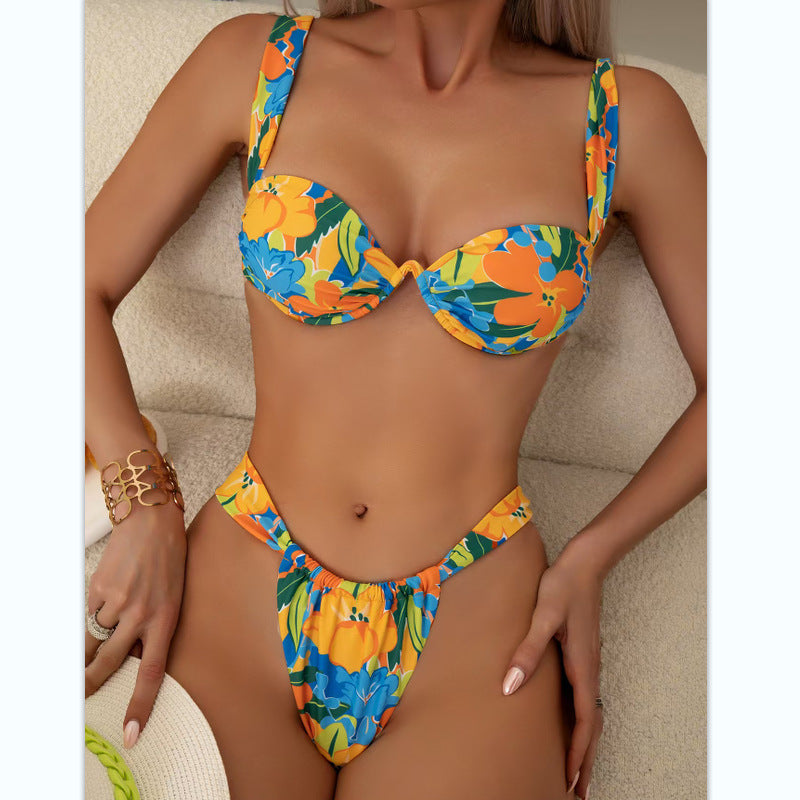Women Fashion Multicolor Print Bikini