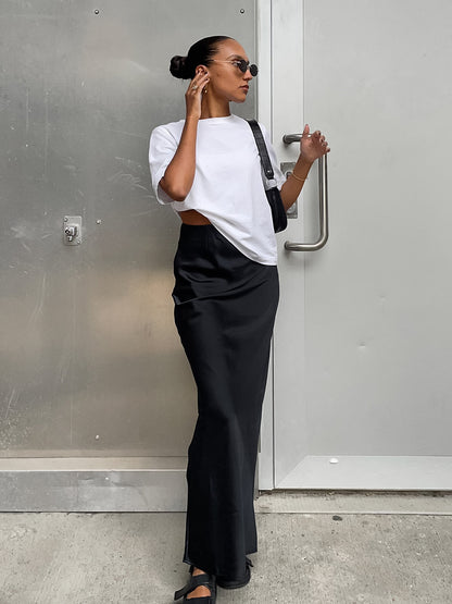 Women Fashion Solid Color Satin Slim Fit Skirt - Elegant and Comfortable