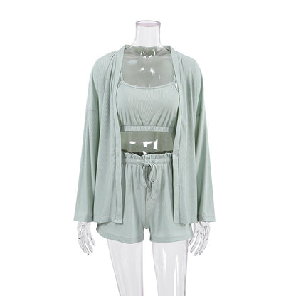 Women Fashion Sexy Ice Silk Comfortable Pajamas Set