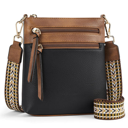 Women Multi-Zipper Pocket Vertical Crossbody Bag