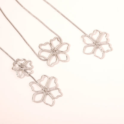 Women Fashion Creative Long Metal Alloy Flower Necklace