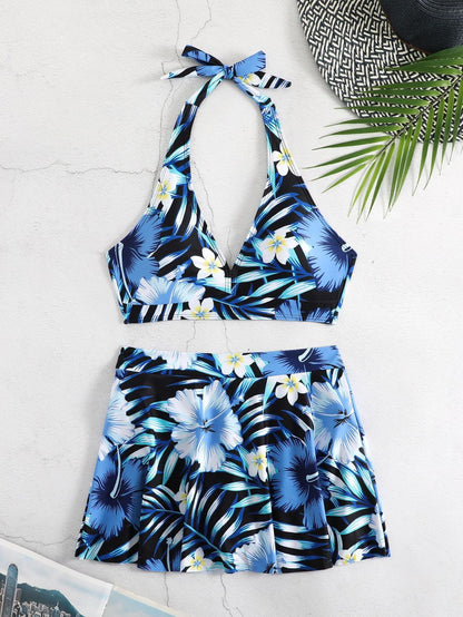 Maillot de bain bikini à lacets et imprimé tendance pour femme