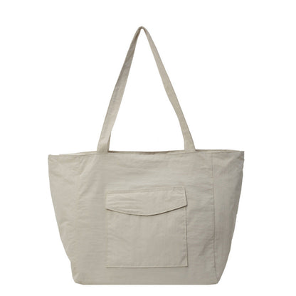 Bolso tote de nailon de gran capacidad, sencillo y de color sólido para mujer