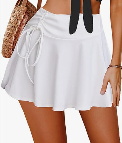 Minifalda con cordón de color liso a la moda de verano para mujer