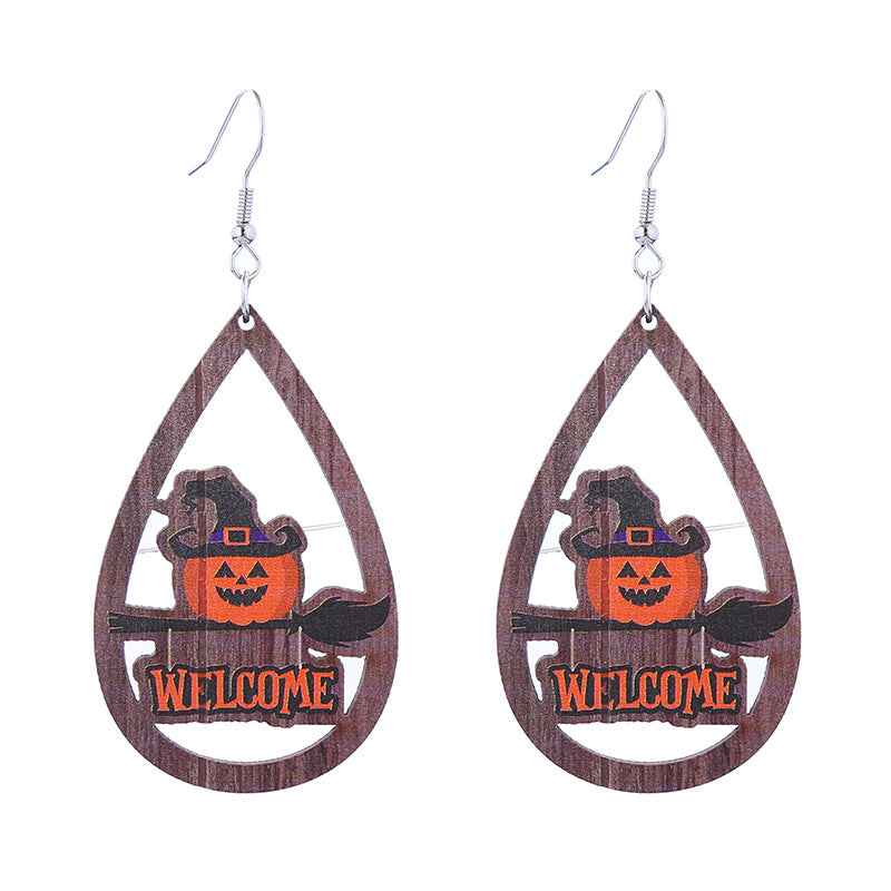 Halloween Women Funny Ghost Pumpkin Spider Skull Bat Earrings