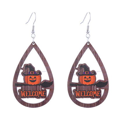 Halloween Women Funny Ghost Pumpkin Spider Skull Bat Earrings