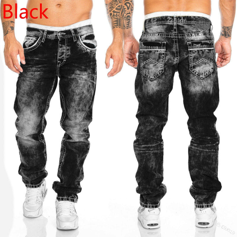 Vaqueros rectos casuales para hombre estilo hip hop