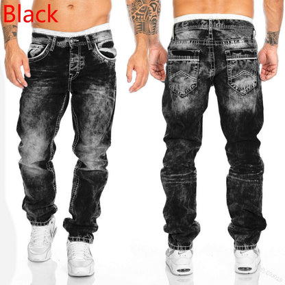 Vaqueros rectos casuales para hombre estilo hip hop