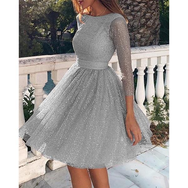 Summer Women Fashion Long Sleeve High Waist Cocktail Dress