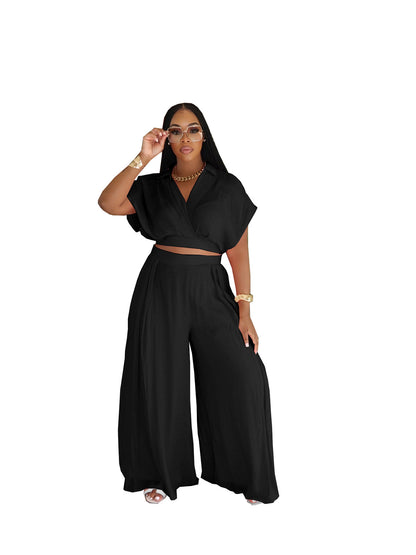 Conjunto de dos piezas de color liso informal de moda para mujer