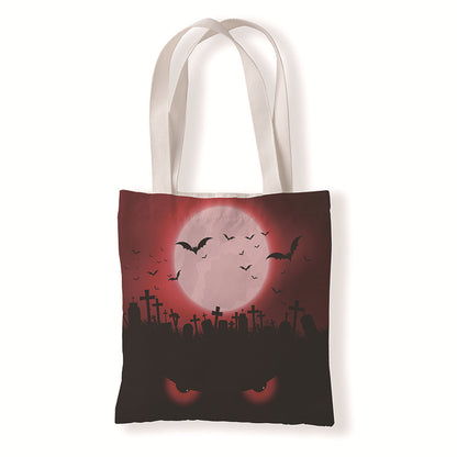 Bolsa de lona con diseño de calabaza y murciélago de Halloween