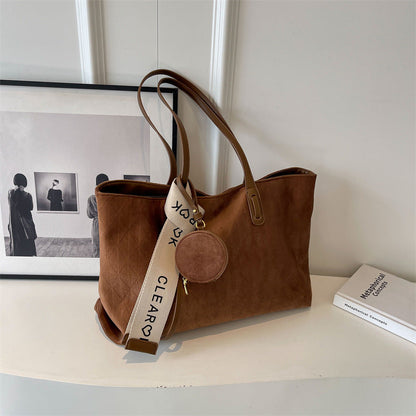 Bolso de mano de franela de gran capacidad, estilo retro e informal para mujer