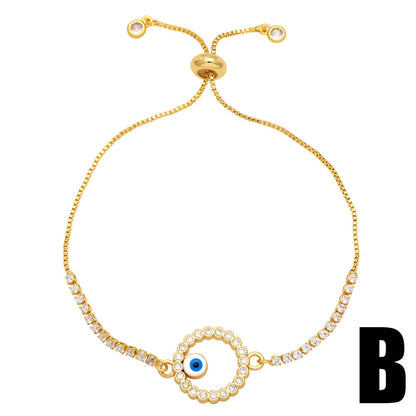 Pulsera geométrica de corazón, estrella y ojo de diablo para mujer