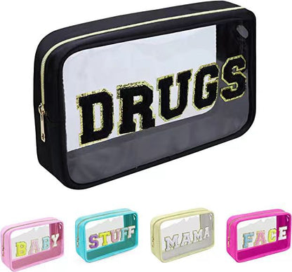 Bolsa de cosméticos con letras sencillas para mujer
