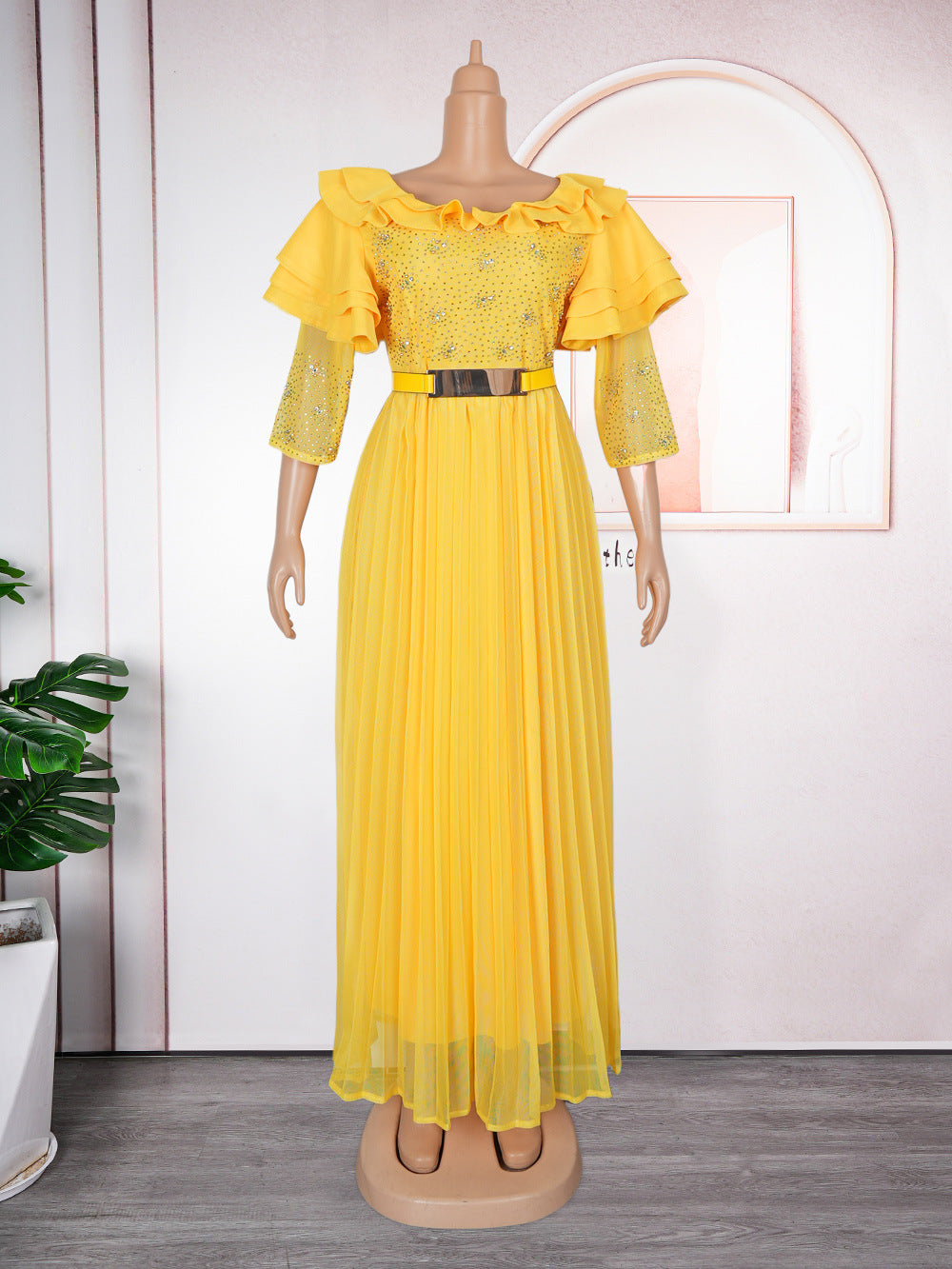 African Women Plus Size Elegant Ruffled Dress