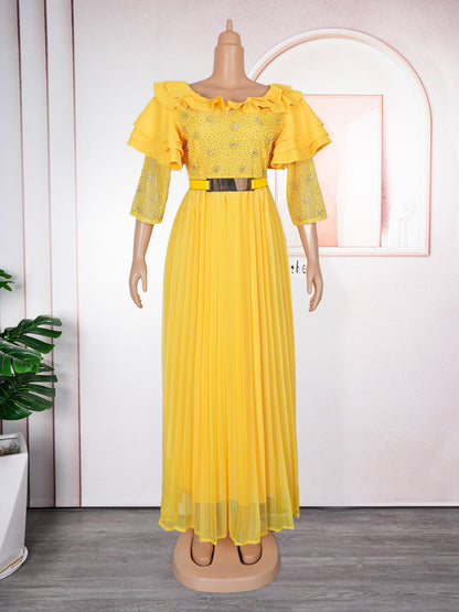 African Women Plus Size Elegant Ruffled Dress