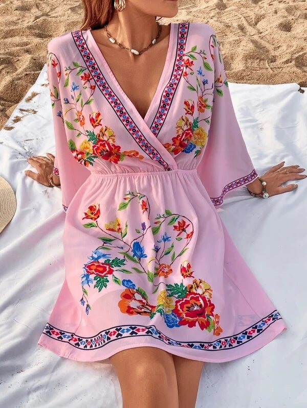 Bohemian Women Vintage Print Holiday Dress