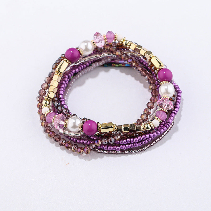 Conjunto de pulseras de perlas de cristal natural de estilo bohemio