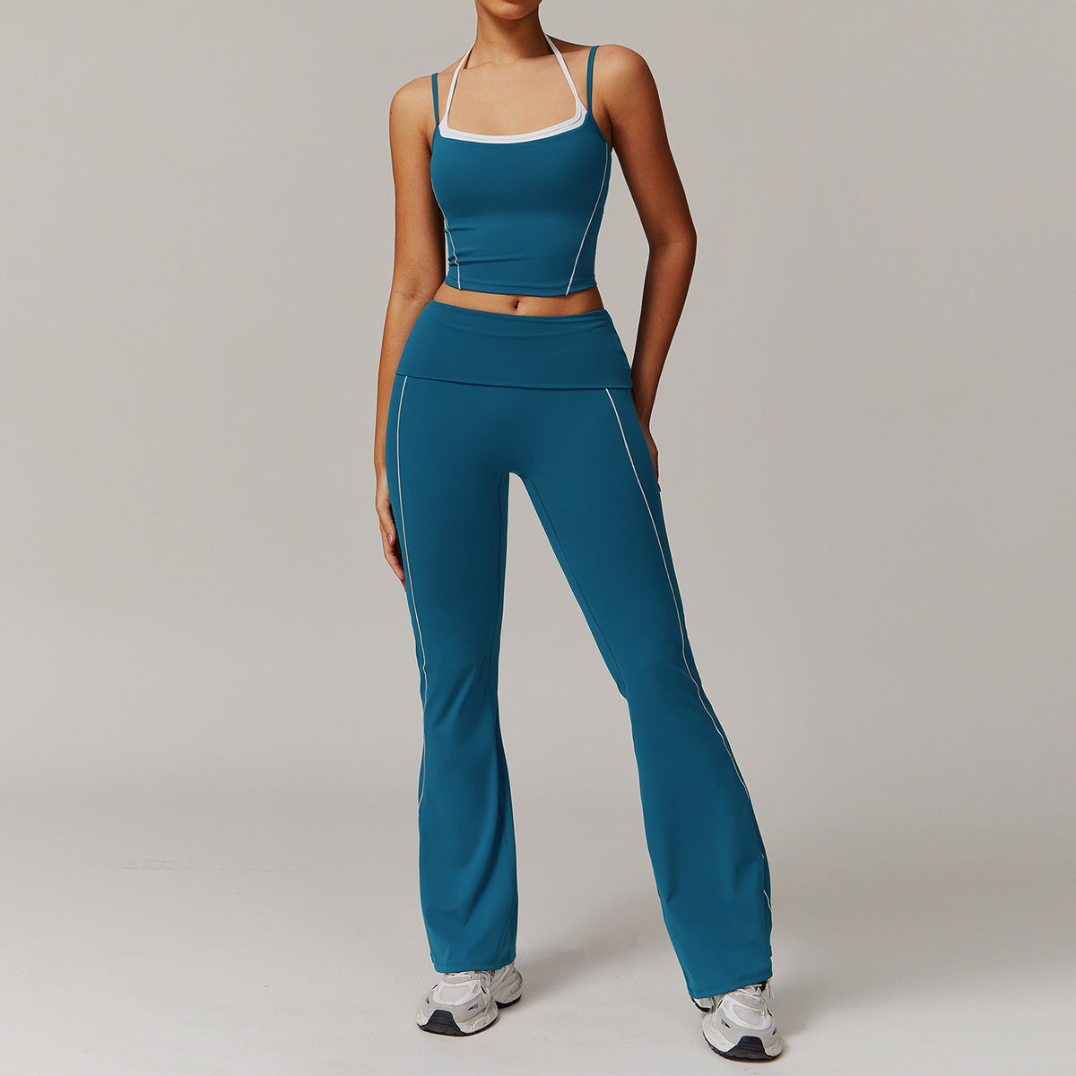 Women Yoga Color Contrast Two-Piece Set