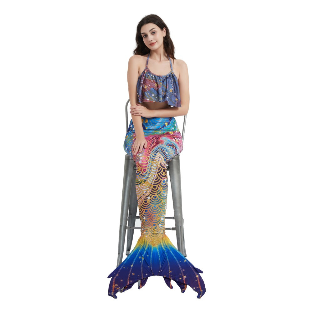 Women Cartoon Mermaid Strapless Fish Tail Cosplay Costume