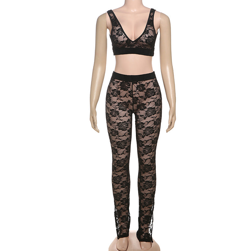 Ensemble débardeur sexy en dentelle pour femme