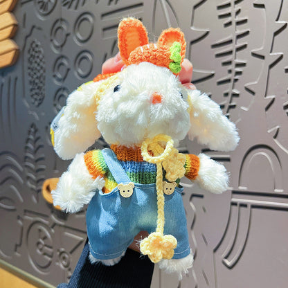Cute Plush Long Ear Rabbit Keychain with Dress Variations