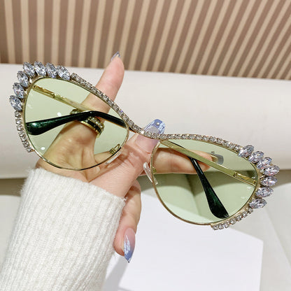 Gafas de sol de moda con diamantes de imitación de metal