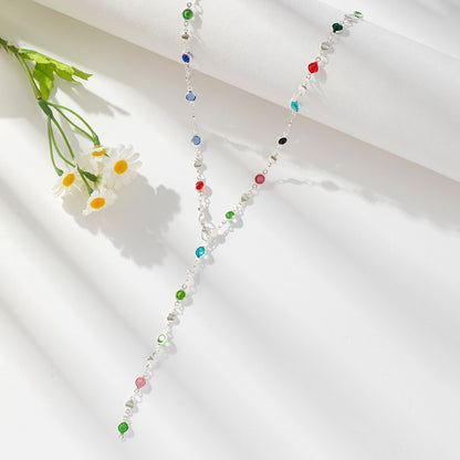 Collar con colgante de cristal orgánico multicolor para mujer