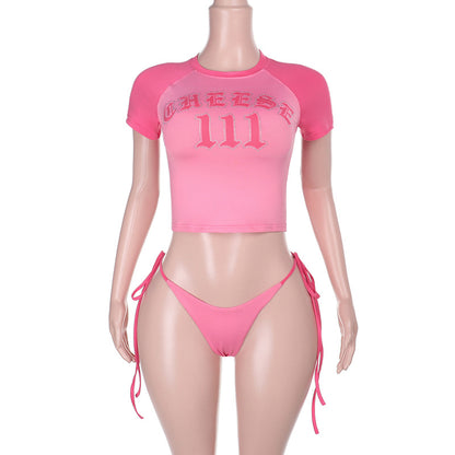 Conjunto de camiseta y pantalones cortos de manga corta con estampado de moda para mujer