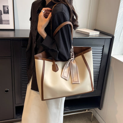 Large Capacity Casual Tote Bag - Color Contrast