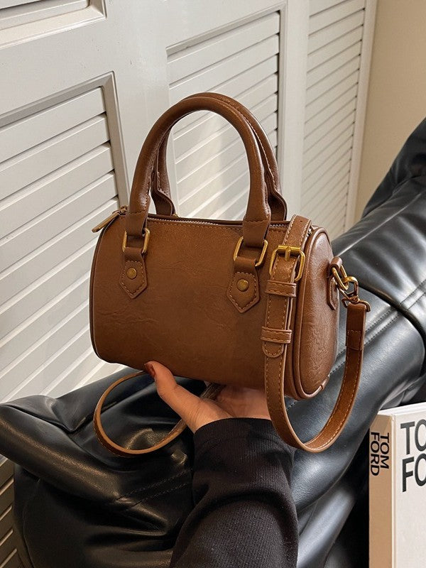 Women Round Boston Design Retro Handbag