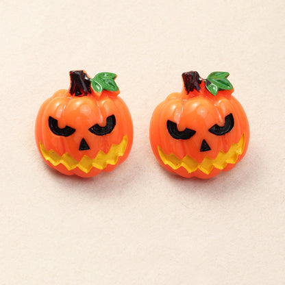 Pendientes unisex de plástico con forma de calabaza y fantasma para Halloween