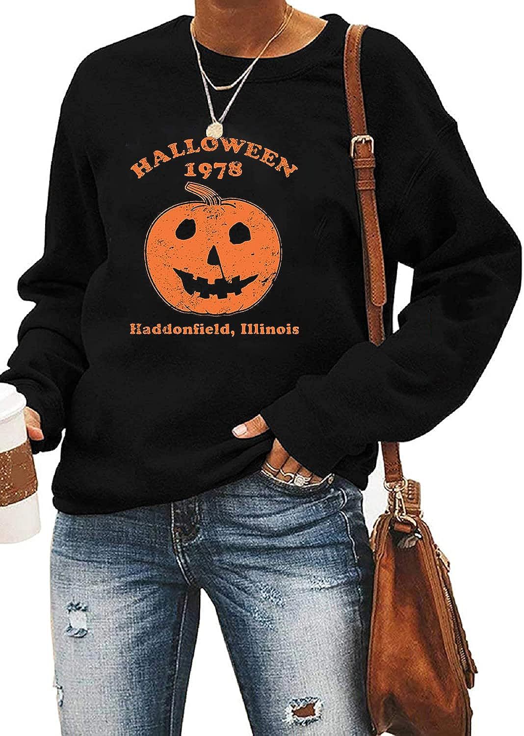 Sudadera con estampado de calabaza fantasma de Halloween para mujer