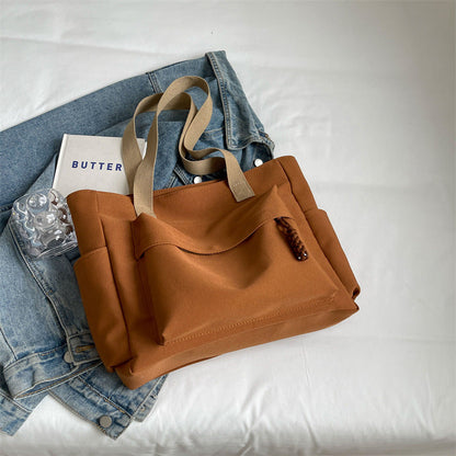Women Casual Solid Color Large Capacity Tote Bag