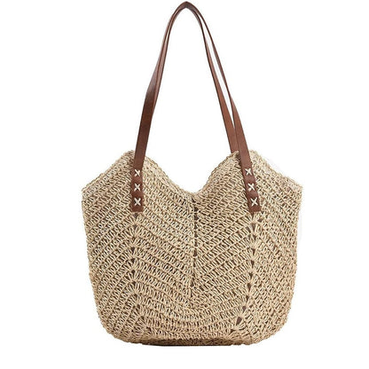 Women Fashion Casual Straw Woven Large Tote Bag