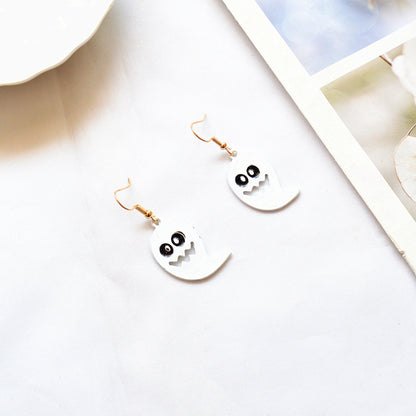 Pendientes colgantes de aleación de Halloween para mujer con gato, calabaza, Papá Noel y fantasma
