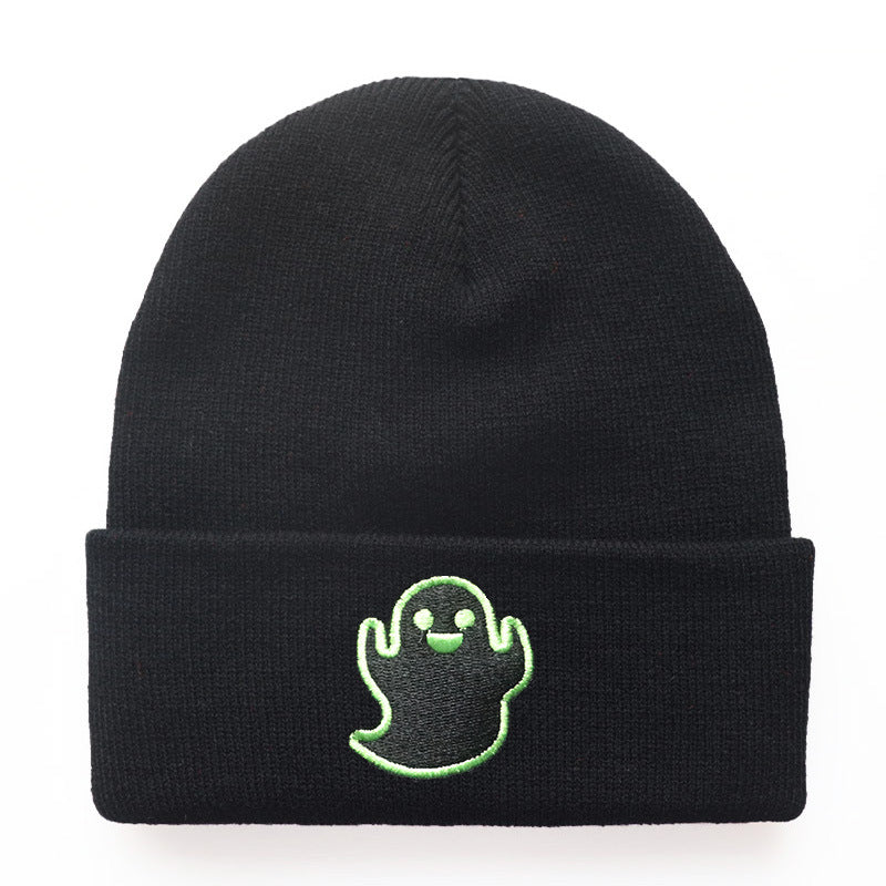 Halloween Cartoon Ghost Embroidered Knitted Hat