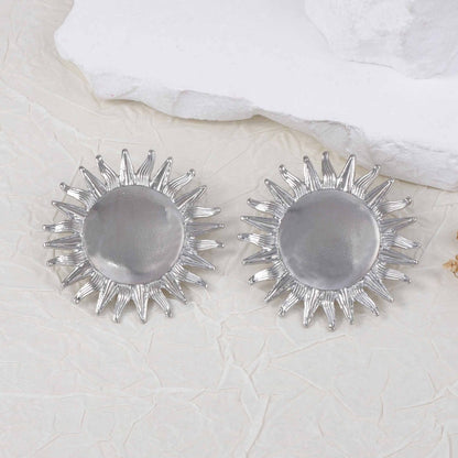 Women Fashion Simple Alloy Sunflower Earrings - Gold Silver Jewelry