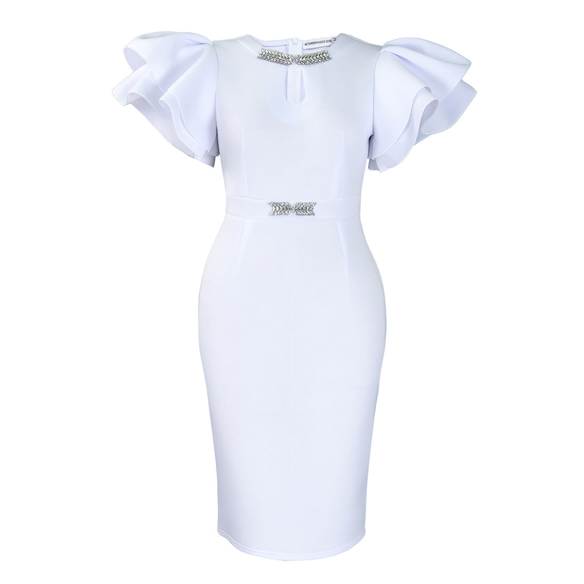 Women Fashion Elegant Plus Size Solid Color Dress