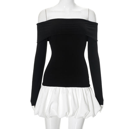 Robe sexy à manches longues et épaules dénudées pour femme