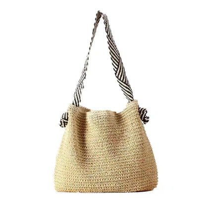 Bolso de hombro bohemio informal tejido de gran capacidad
